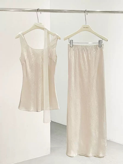 Valeria Satin Two-Piece Skirt Set