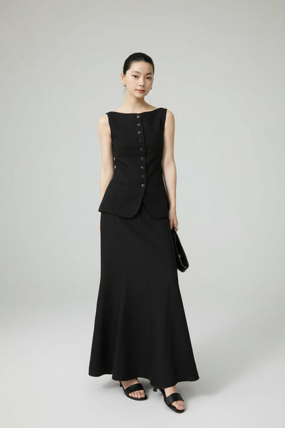 Elira Tailored Vest & Midi Skirt Set