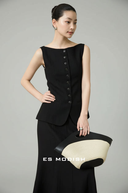 Elira Tailored Vest & Midi Skirt Set