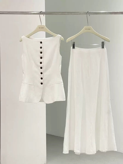 Elira Tailored Vest & Midi Skirt Set