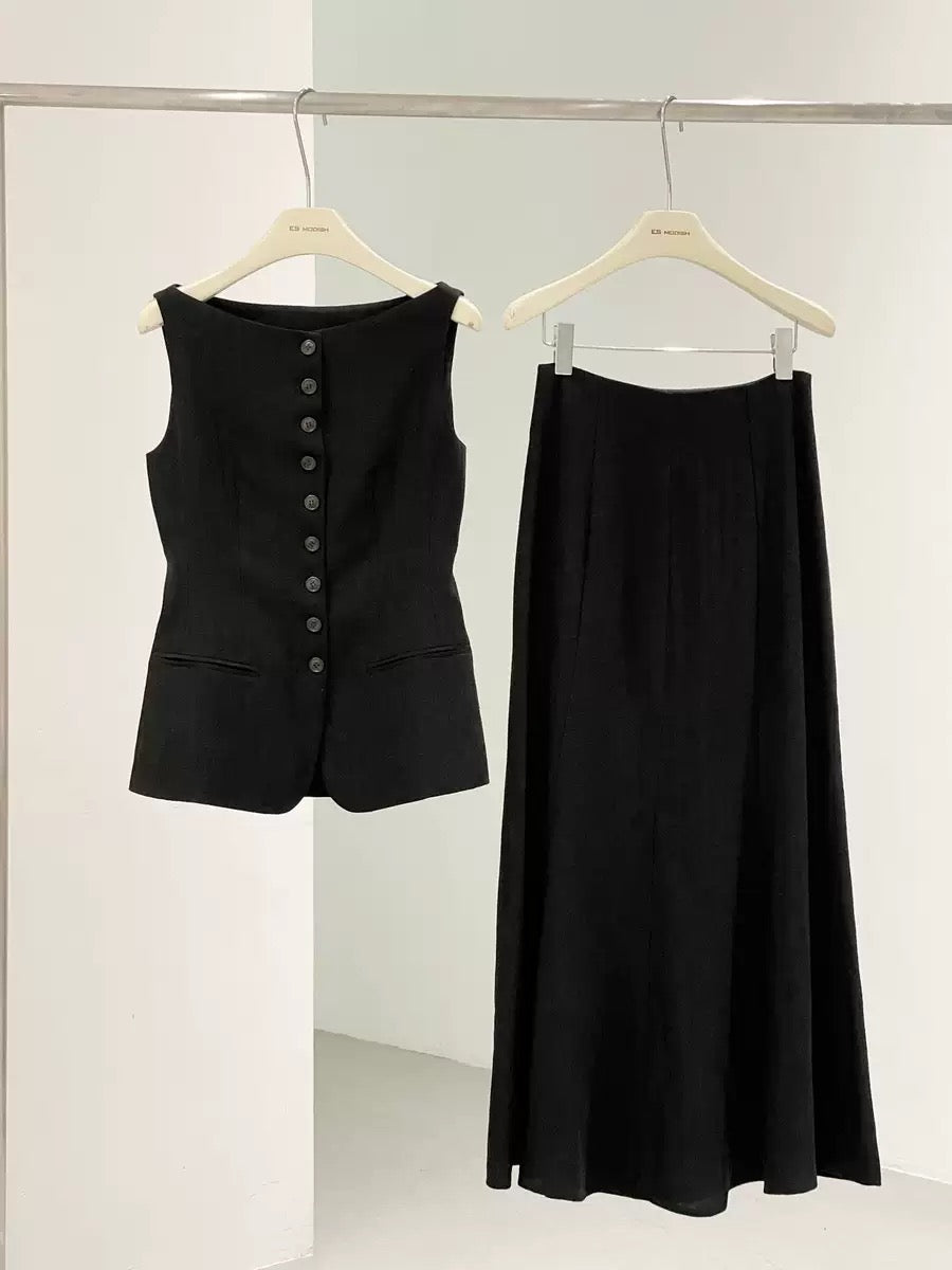 Elira Tailored Vest & Midi Skirt Set
