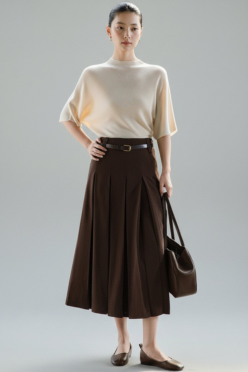 Liora Pleated Midi Skirt