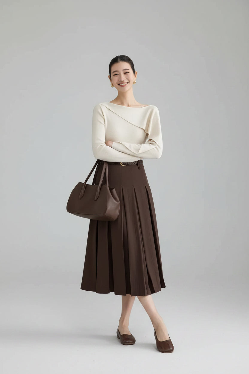Liora Pleated Midi Skirt