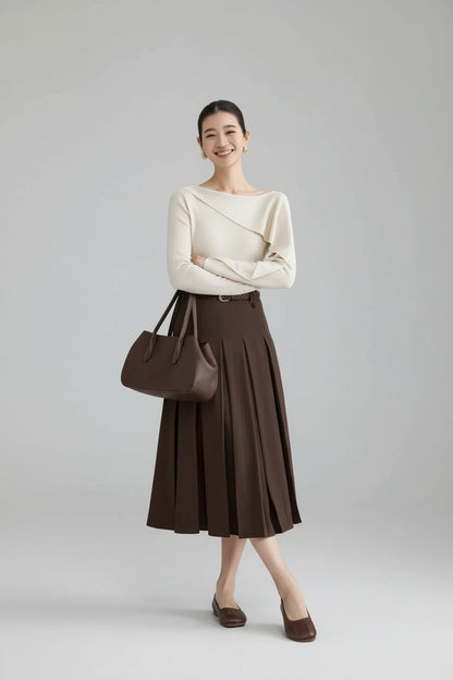 Liora Pleated Midi Skirt