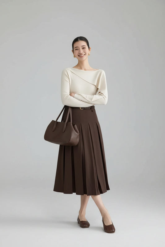 Liora Pleated Midi Skirt