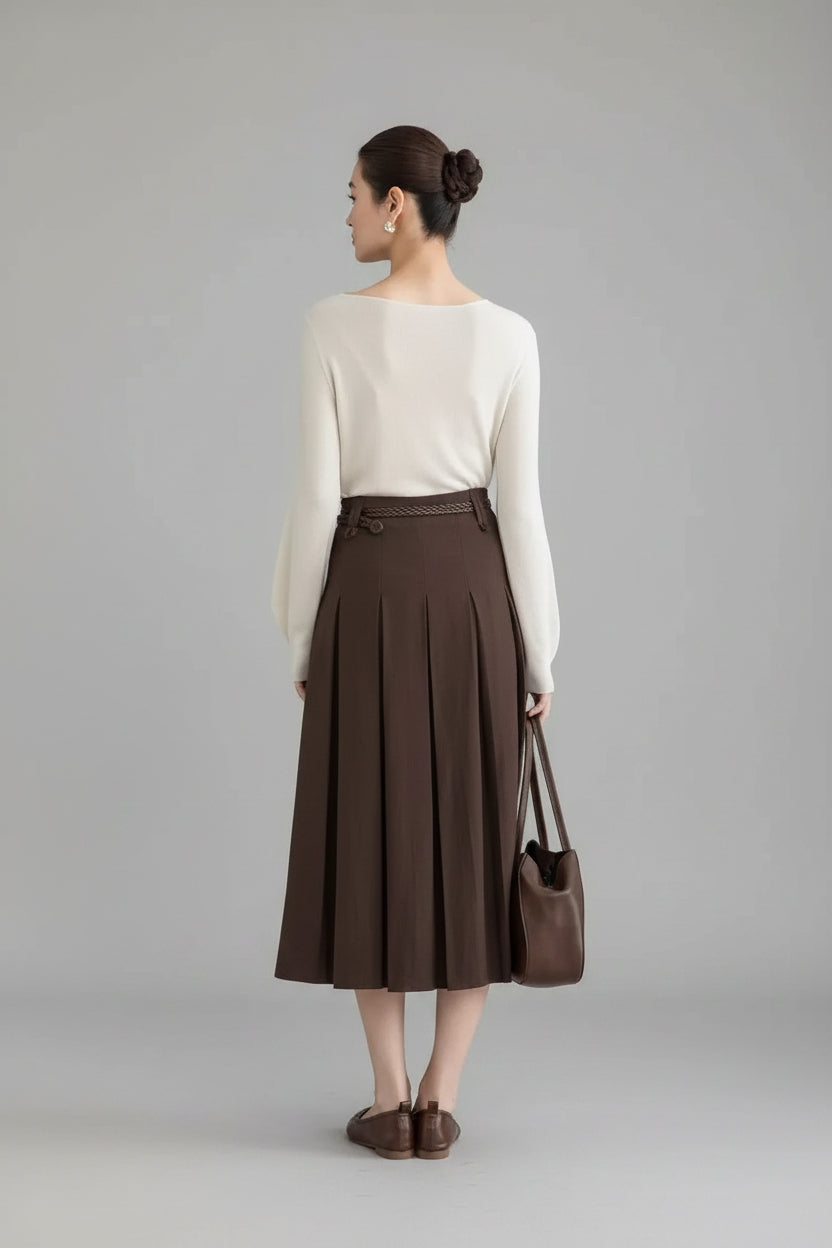 Liora Pleated Midi Skirt