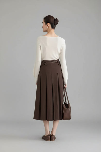 Liora Pleated Midi Skirt