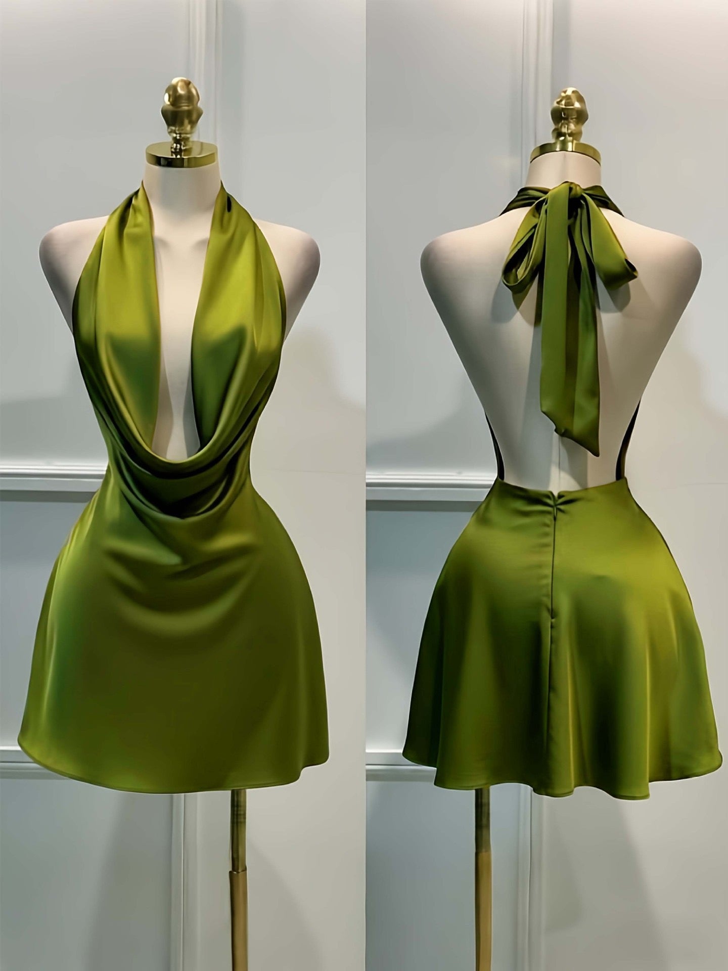 Luxe Satin Open-Back Mini Dress