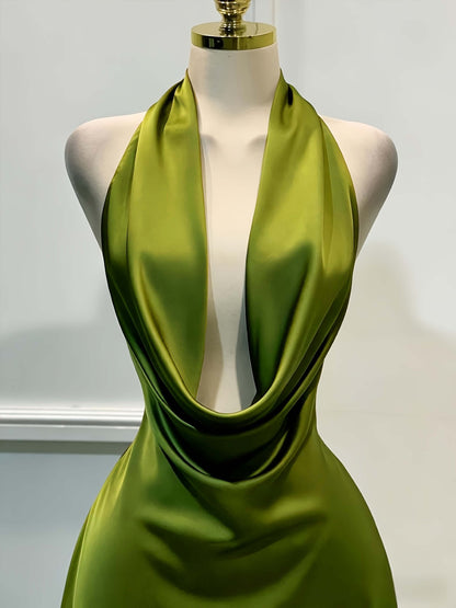 Luxe Satin Open-Back Mini Dress