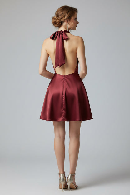 Luxe Satin Open-Back Mini Dress