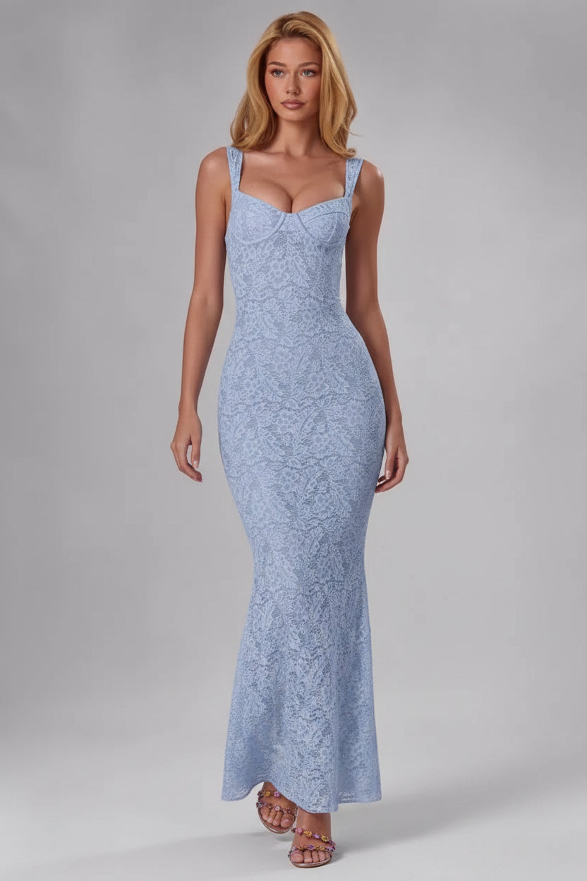 Lace Strap Mermaid Maxi Dress