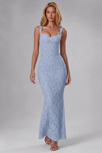 Lace Strap Mermaid Maxi Dress