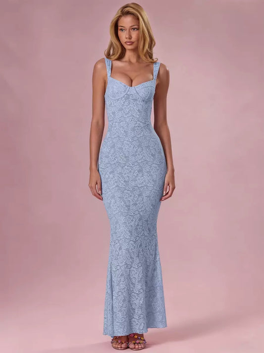 Lace Strap Mermaid Maxi Dress