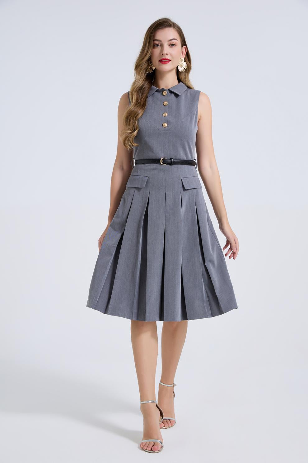 Silver Mist Pleated Dress