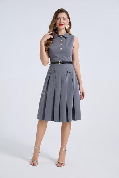 Silver Mist Pleated Dress