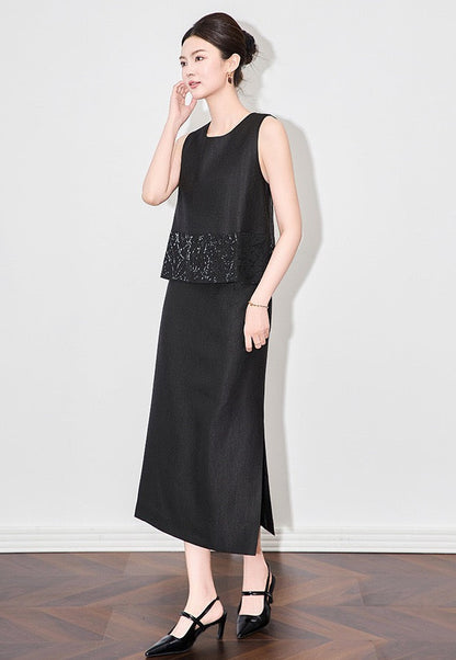 Élodie Sequin Embroidered Skirt Set