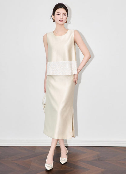 Élodie Sequin Embroidered Skirt Set