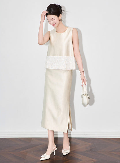 Élodie Sequin Embroidered Skirt Set