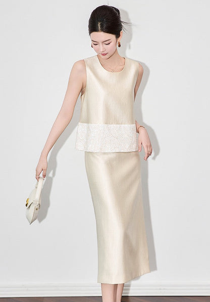 Élodie Sequin Embroidered Skirt Set