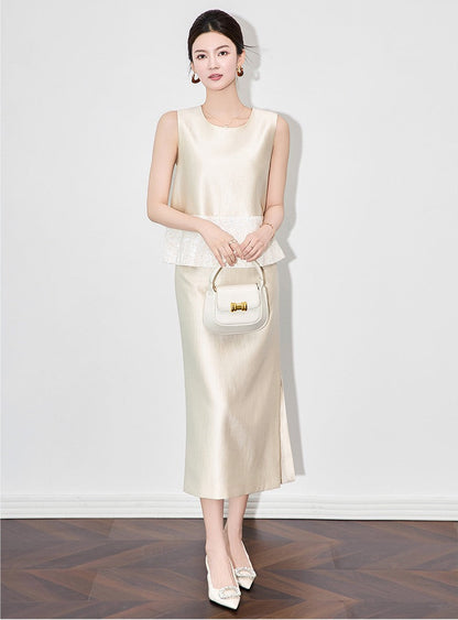 Élodie Sequin Embroidered Skirt Set