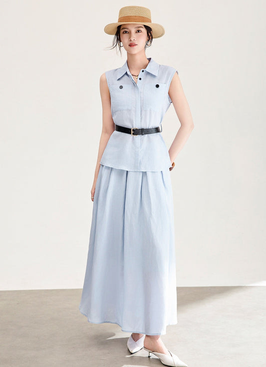 Marielle Tencel Linen Shirt & Skirt Set