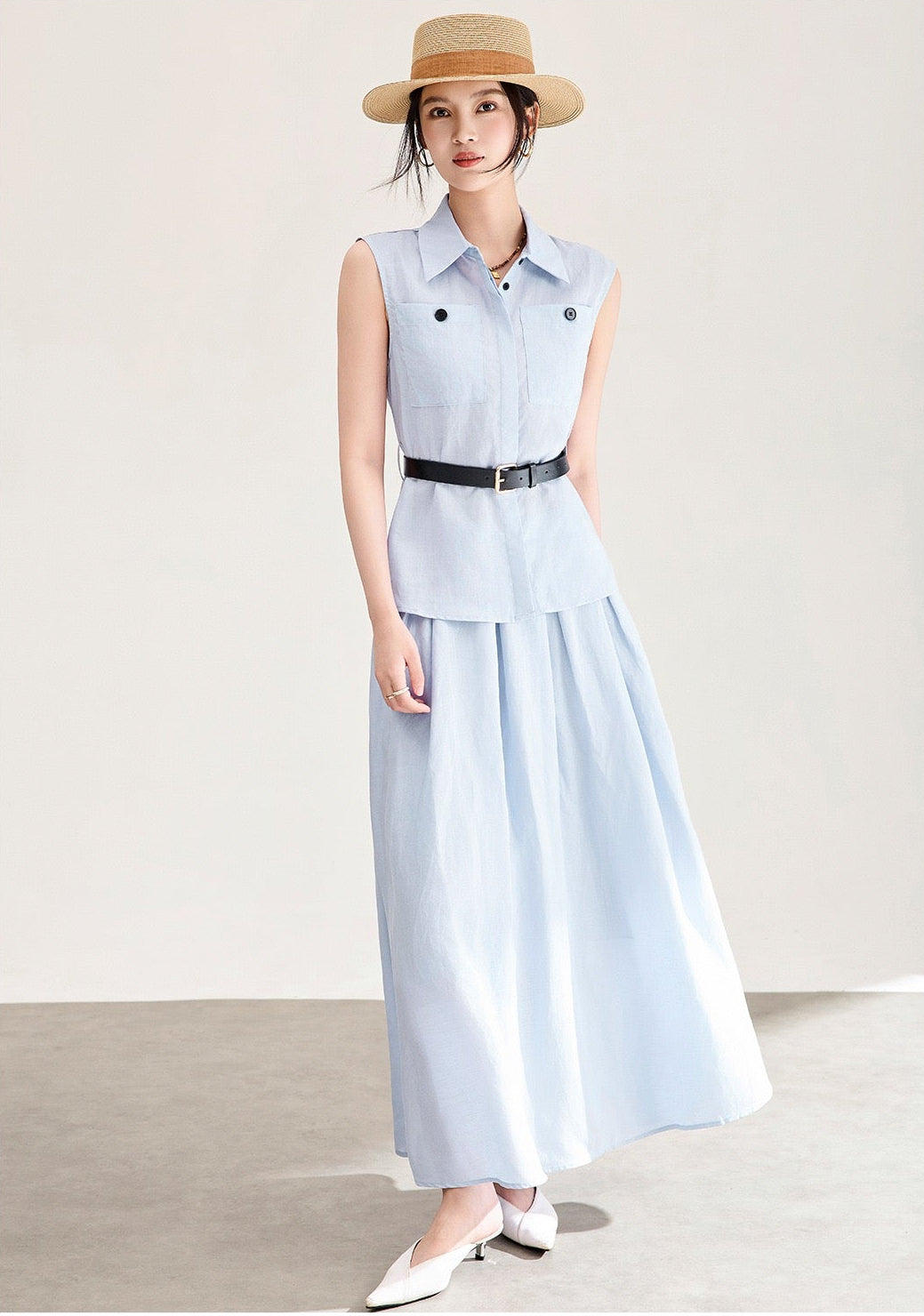 Marielle Tencel Linen Shirt & Skirt Set