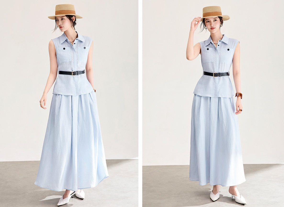 Marielle Tencel Linen Shirt & Skirt Set