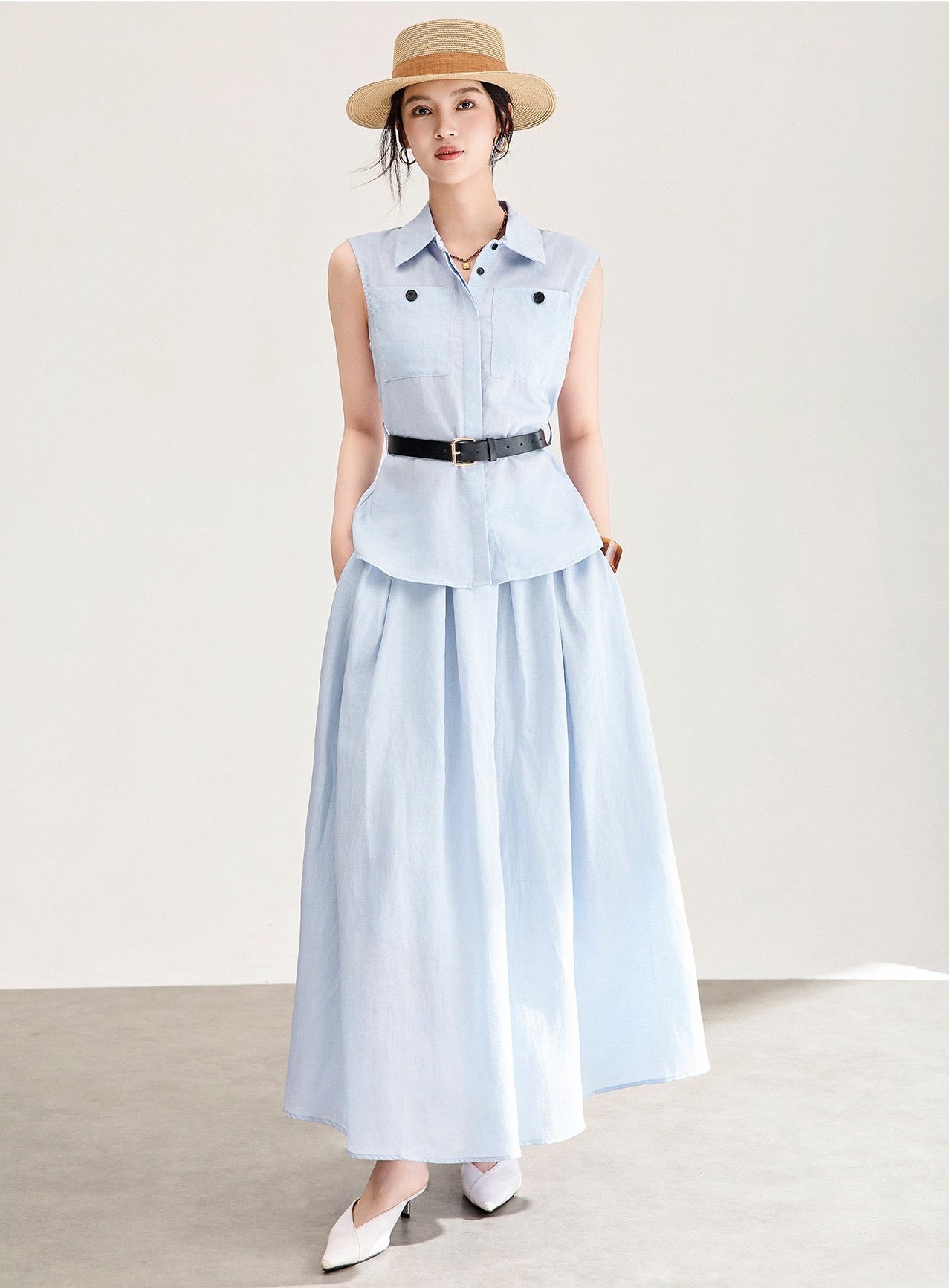 Marielle Tencel Linen Shirt & Skirt Set