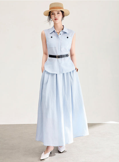 Marielle Tencel Linen Shirt & Skirt Set