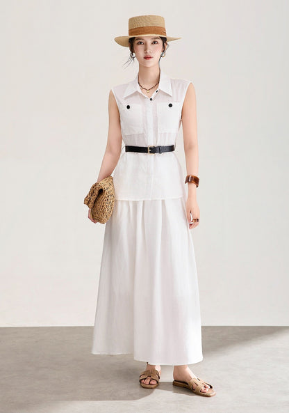 Marielle Tencel Linen Shirt & Skirt Set
