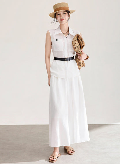 Marielle Tencel Linen Shirt & Skirt Set