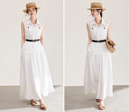 Marielle Tencel Linen Shirt & Skirt Set
