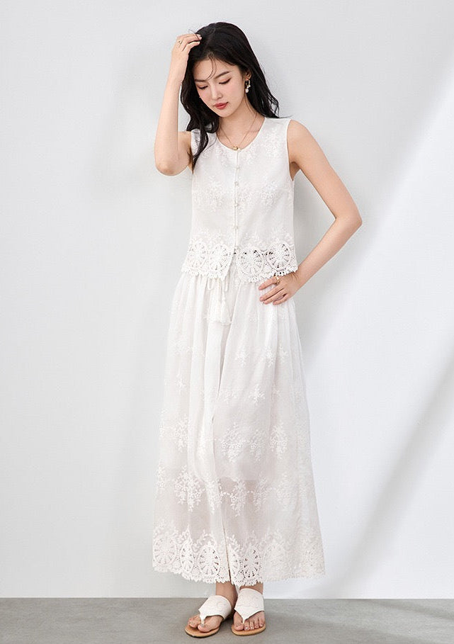 Élise Embroidered Tencel Two-Piece Skirt Set