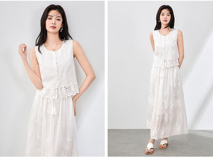 Élise Embroidered Tencel Two-Piece Skirt Set
