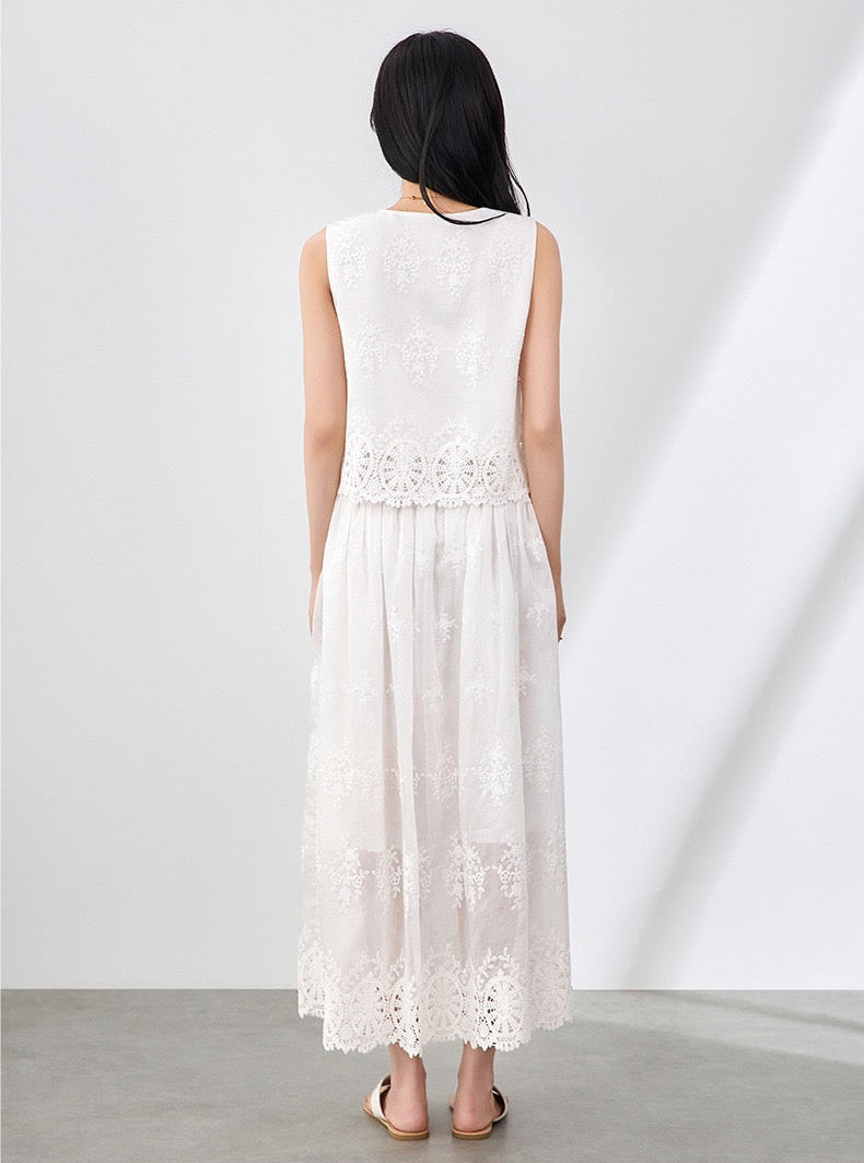 Élise Embroidered Tencel Two-Piece Skirt Set