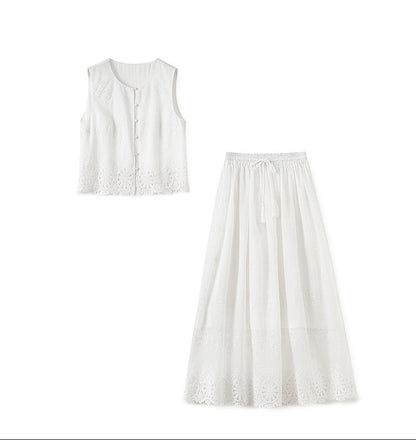 Élise Embroidered Tencel Two-Piece Skirt Set
