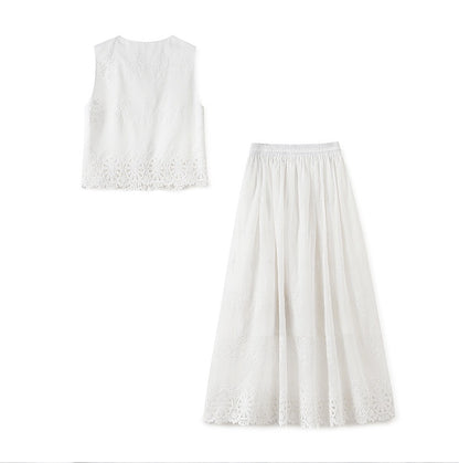 Élise Embroidered Tencel Two-Piece Skirt Set