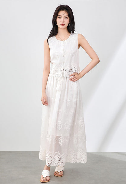 Élise Embroidered Tencel Two-Piece Skirt Set