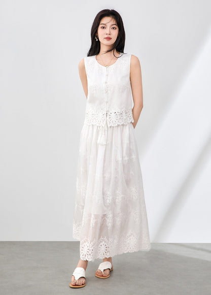 Élise Embroidered Tencel Two-Piece Skirt Set