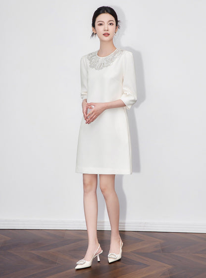 Vivienne Embellished Peter Pan Collar Midi Dress