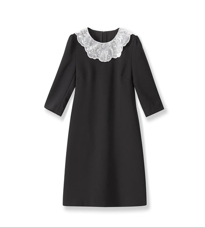 Vivienne Embellished Peter Pan Collar Midi Dress