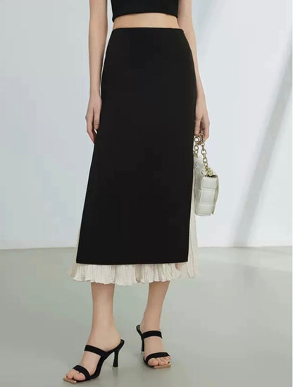 Elegant Stance Double-Layered Midi Skirt
