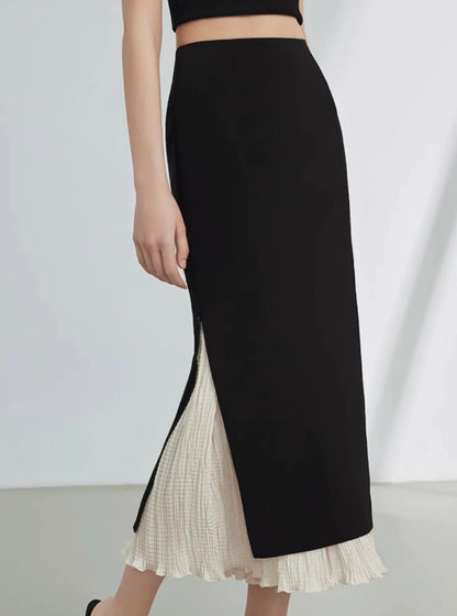 Elegant Stance Double-Layered Midi Skirt