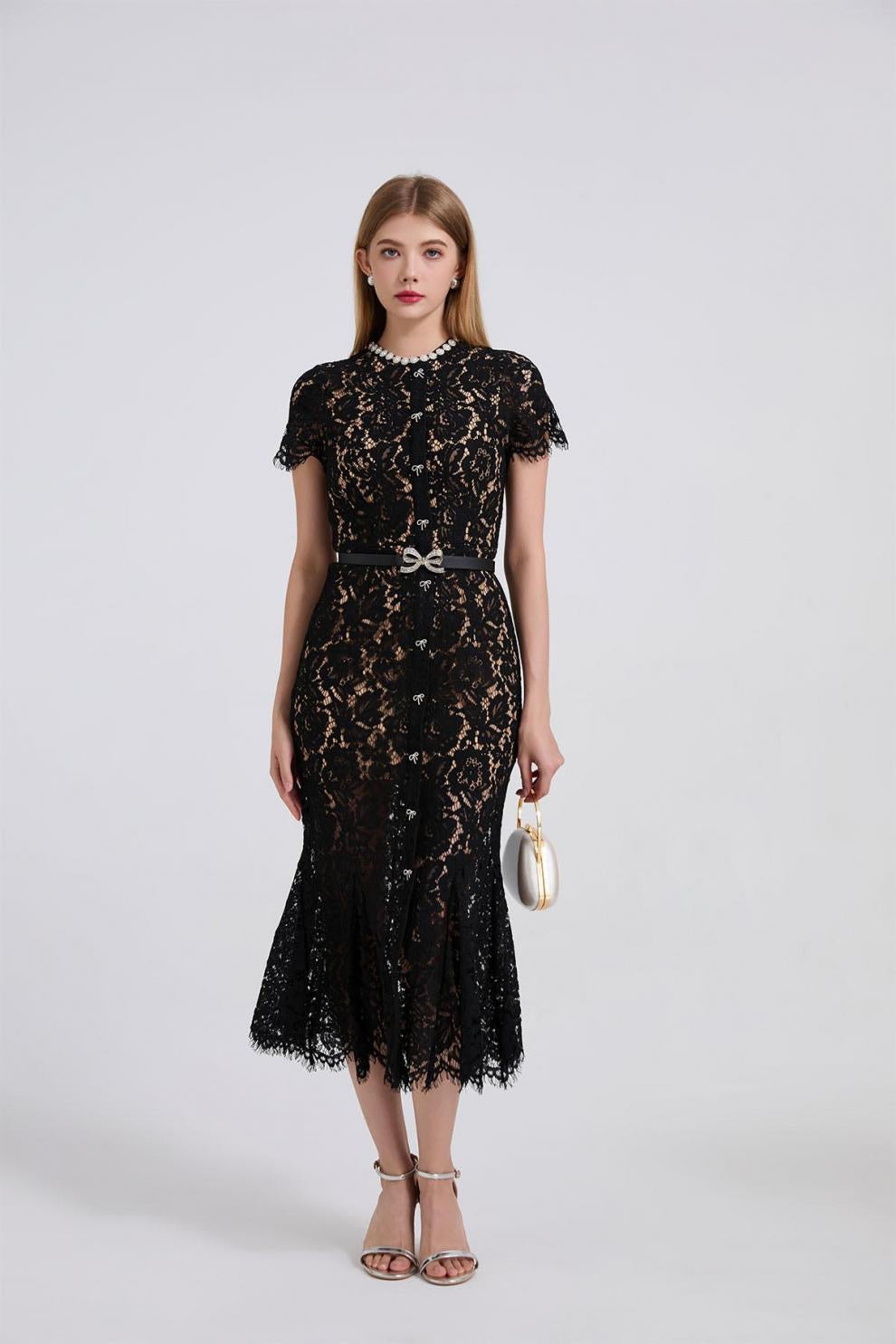Noirelle Butterfly Lace Midi Dress