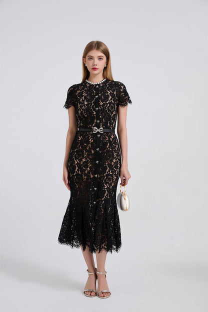 Noirelle Butterfly Lace Midi Dress