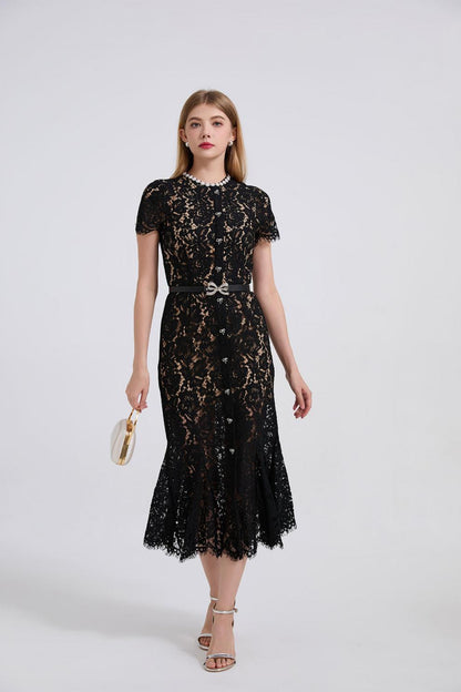 Noirelle Butterfly Lace Midi Dress