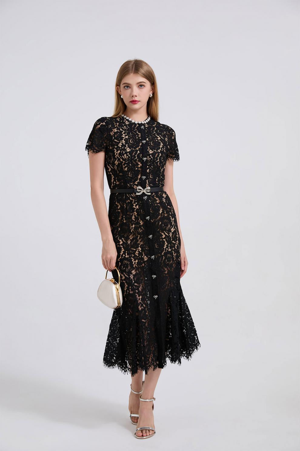 Noirelle Butterfly Lace Midi Dress