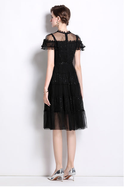 Élodie Mesh Panel Midi Dress