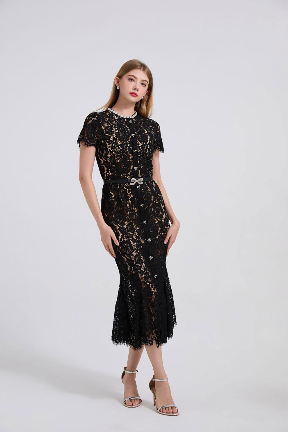 Noirelle Butterfly Lace Midi Dress