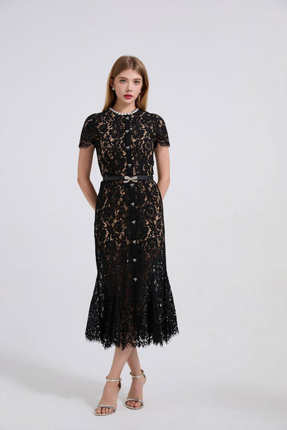 Noirelle Butterfly Lace Midi Dress